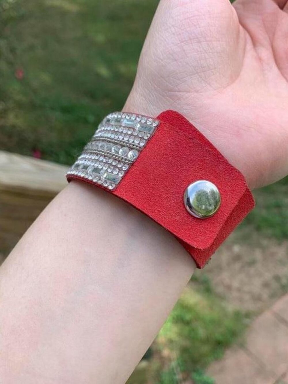 Red Rhinestone Embellished Bracelet - Picture 3 of 5